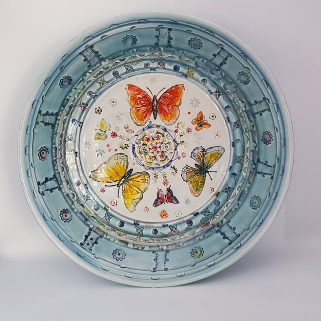 Large Porcelain Mandala Butterfly Bowl