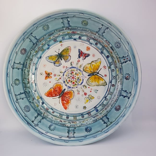 Large Porcelain Mandala Butterfly Bowl