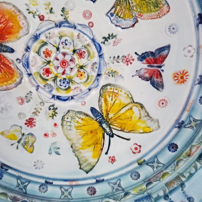 Large Porcelain Mandala Butterfly Bowl