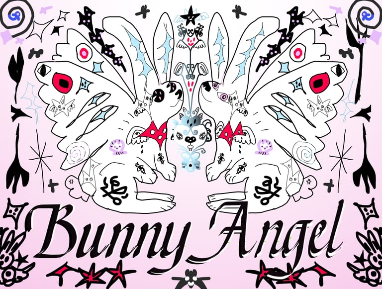 Bunny Angel Bumper Sticker Image 5