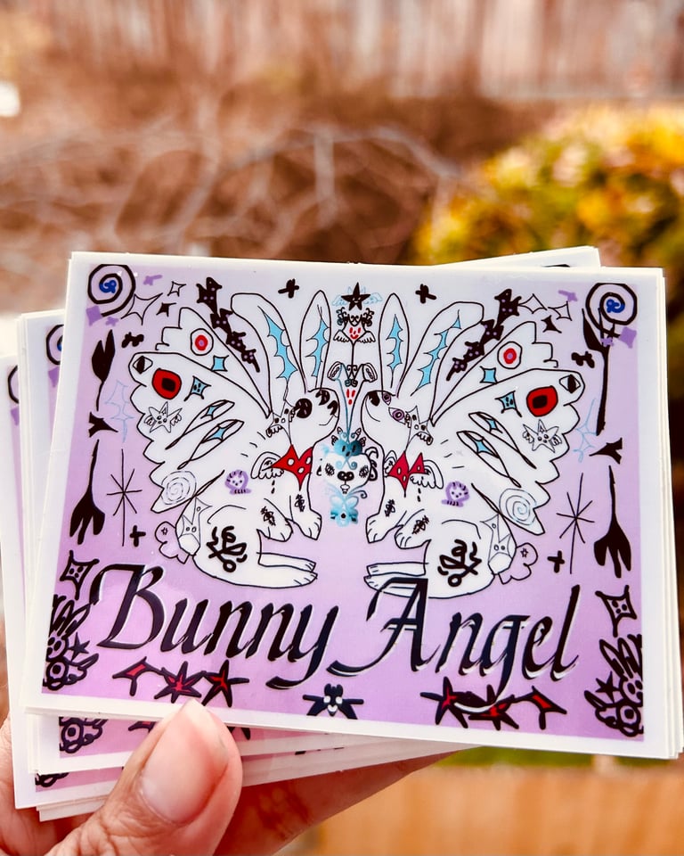Bunny Angel Bumper Sticker Image 2