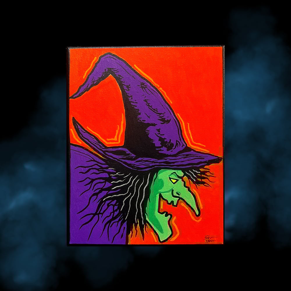 Image of "CACKLING HAG" 8" x 10" stretched CANVAS painting