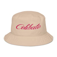 Image 3 of Embroidered Pink CELIBATE Logo Organic Cotton Bucket Hat (Unisex)