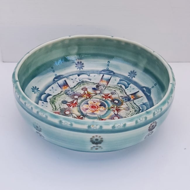 Aqua Mandala Porcelain Dish