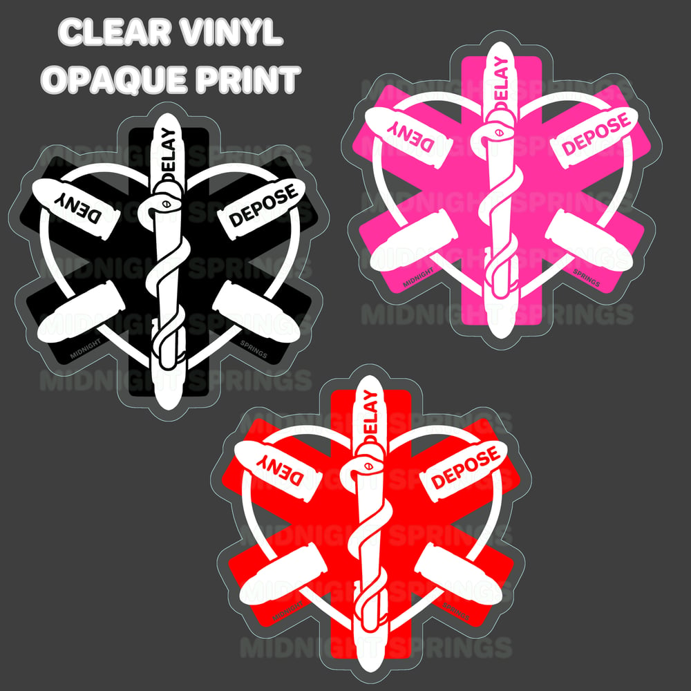 Image of [PREORDER] DENIED - Medical Alert Protest Symbol - Charity Large Vinyl Sticker