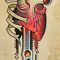 Image 3 of Biomech heart and dagger original painting