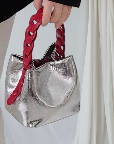 Image of Silver bucket bag