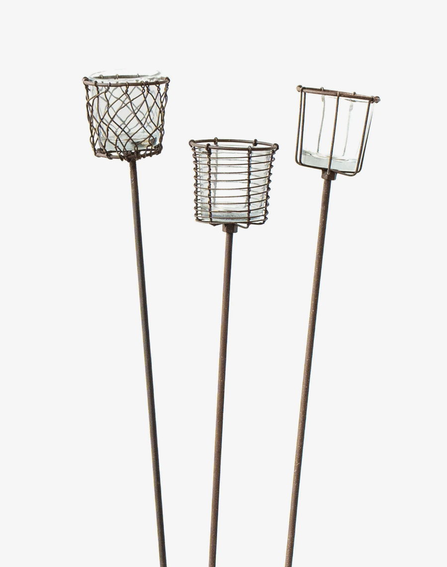 Image of Garden Set of 3 Tealight Stakes 