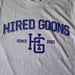 Image of "Hired Goons" Persian BW Air Max College shirt.  White