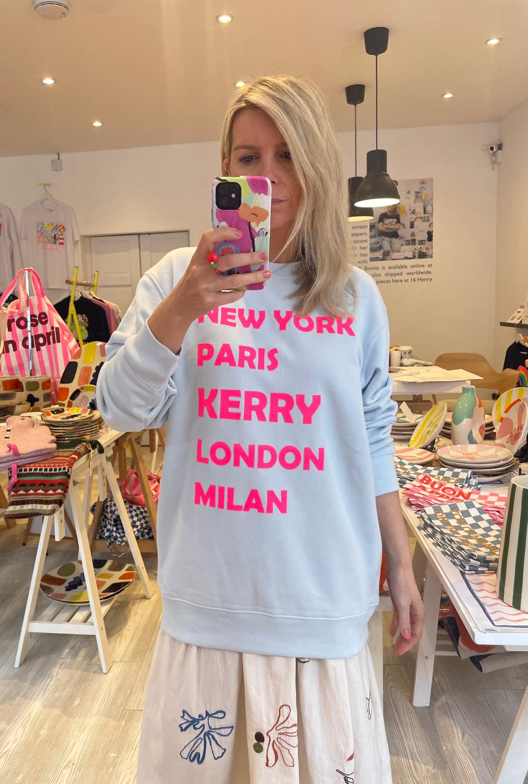 Image of Kerry Light Blue Slogan Sweatshirt