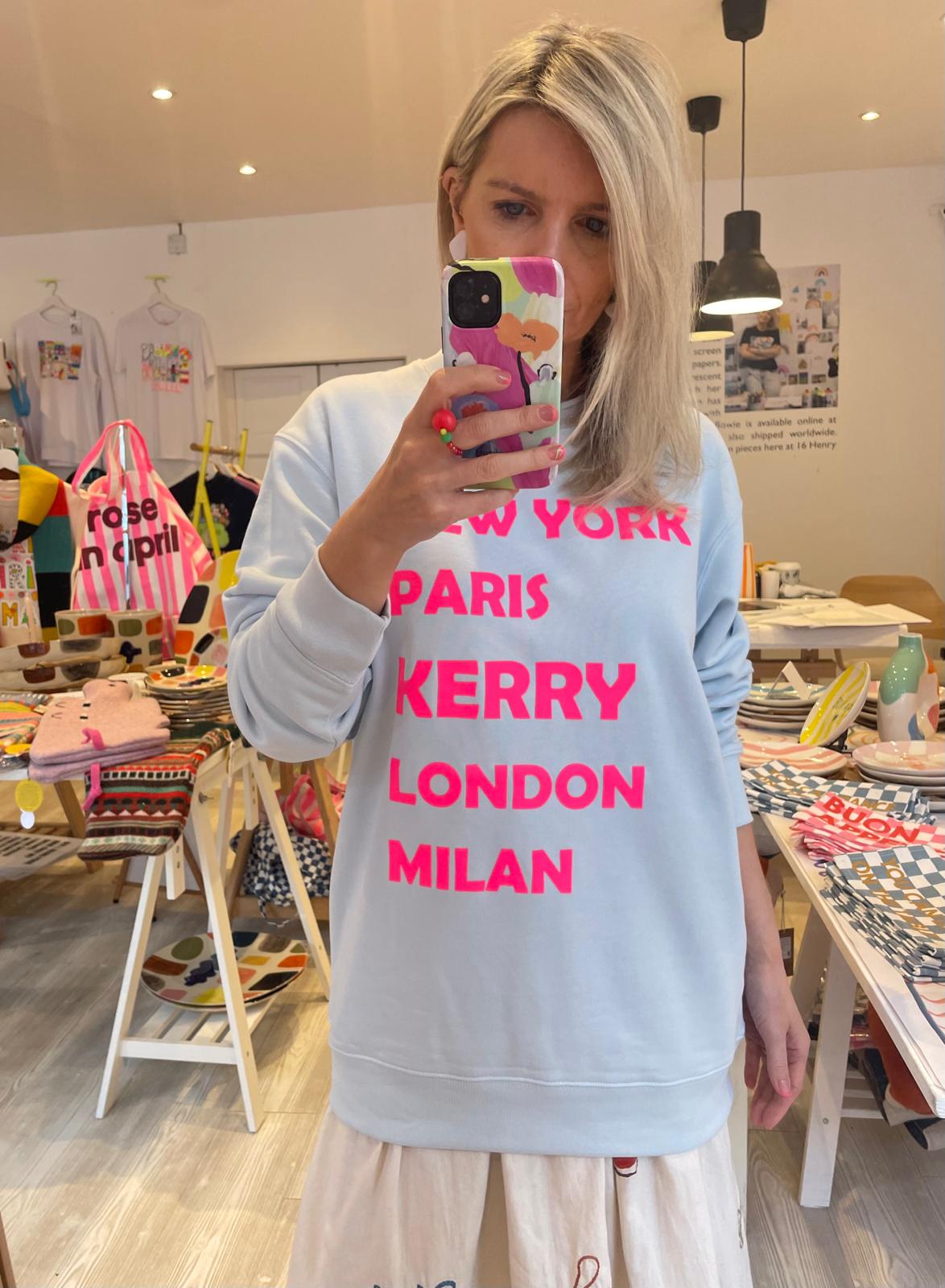 Image of Kerry Light Blue Slogan Sweatshirt