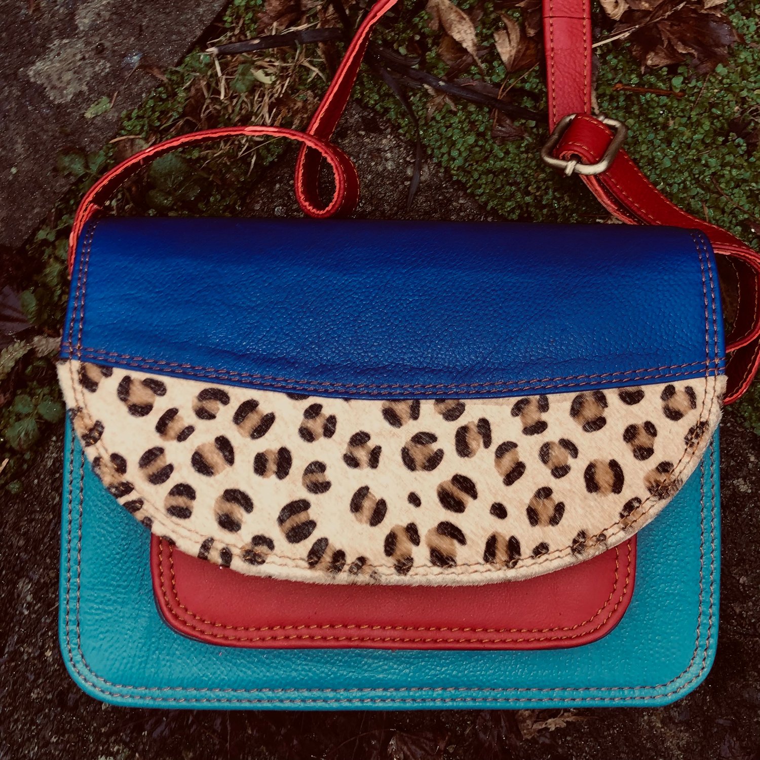 Image of Harlequin Collection Recycled Leather/Animal Print -#AA13