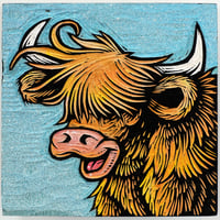 Highland Cow Carved Panel