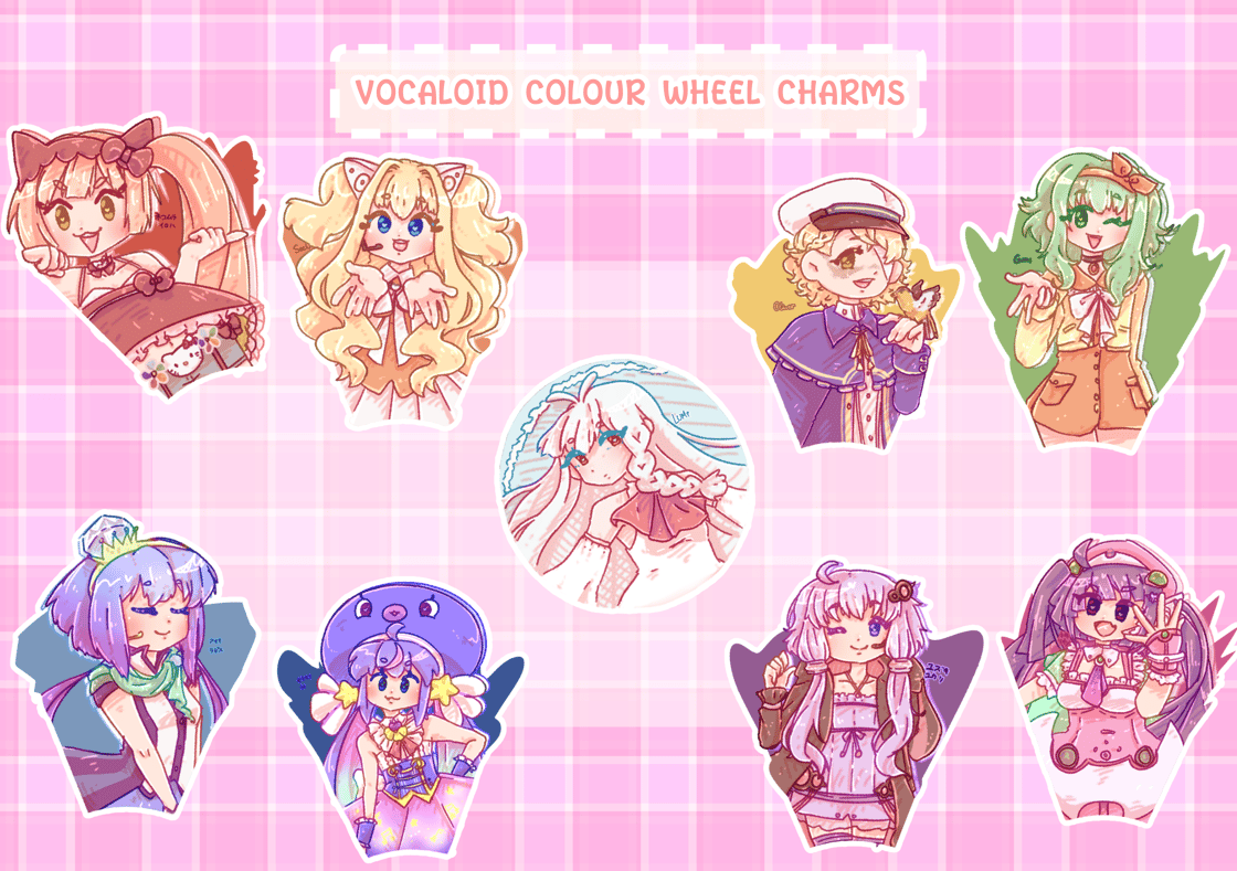 Image of VOCALOID colour wheel segment charms (Pre-Order)