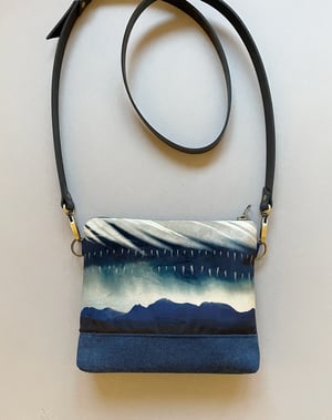 Image of Storm feather, velvet shoulder bag with crossbody strap