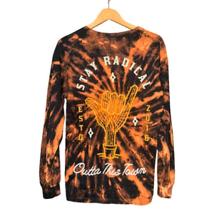 Image of  Shaka Cactus Long Sleeve Bleached Tie Dye T-shirt | Black 🌵