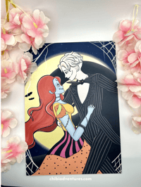 Image 1 of Jack and Sally A5 Print - Nightmare Before Christmas Art with Pearlescent Finish