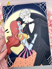 Image 2 of Jack and Sally A5 Print - Nightmare Before Christmas Art with Pearlescent Finish