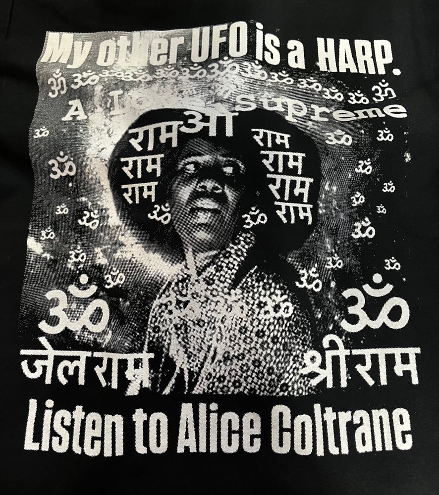 Image of My Other UFO Is a Harp White Print on Black Tee