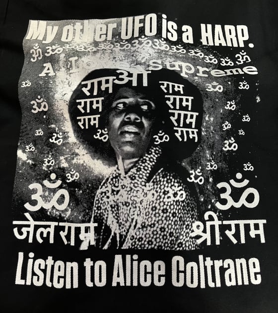 Image of My Other UFO Is a Harp White Print on Black Tee