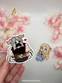 Image 2 of Dungeon Meshi Stickers: Marcille & Senshi - Matte Finish