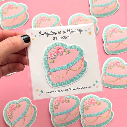 Image of pink heart cake sticker