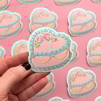 Image 1 of pink heart cake sticker