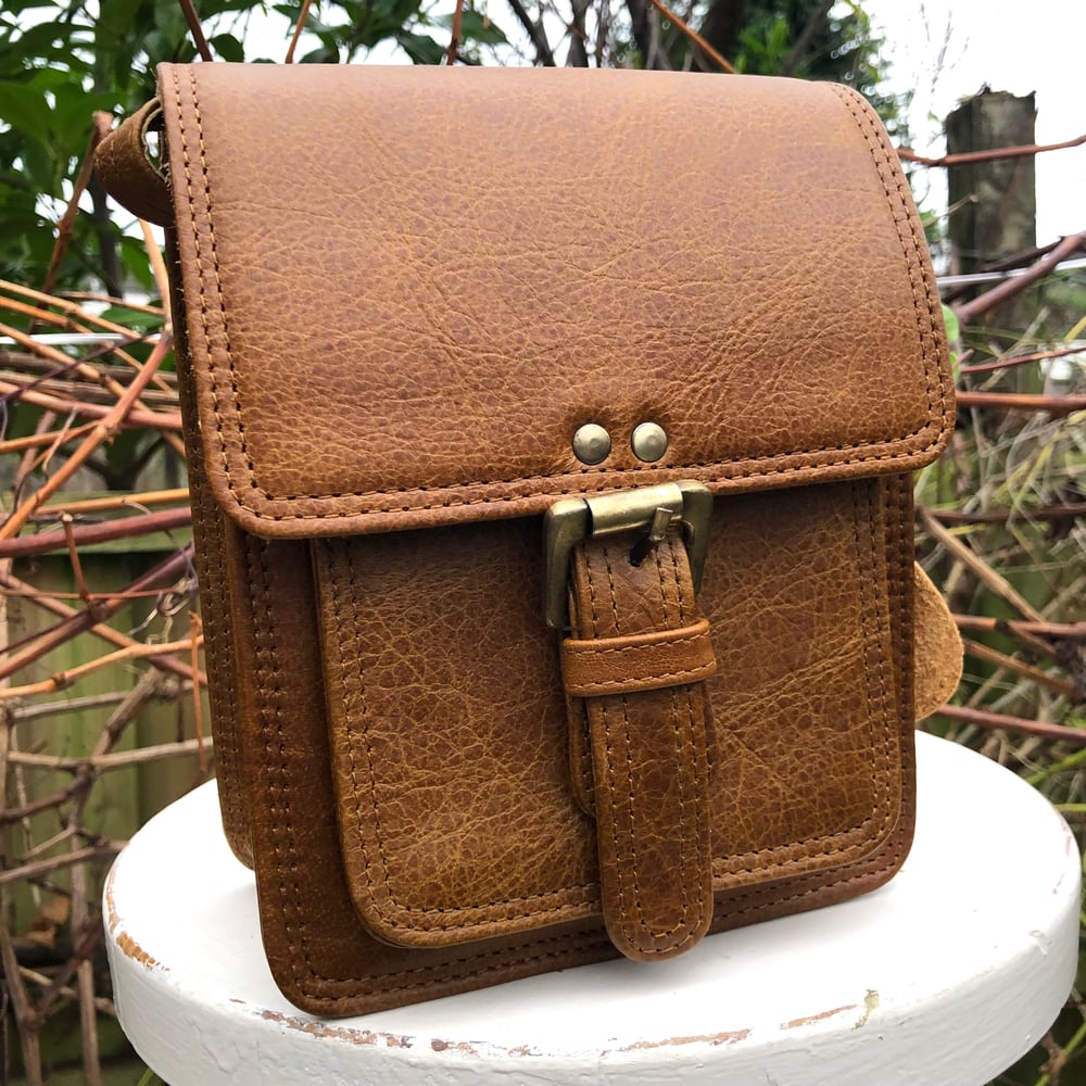 Image of 7”x6” Tan Buffalo Leather - Small front buckle