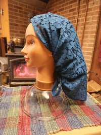 Image 1 of Pure Cotton Lace Tichel with Ties- Deep Teal