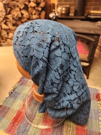 Image 2 of Pure Cotton Lace Tichel with Ties- Deep Teal