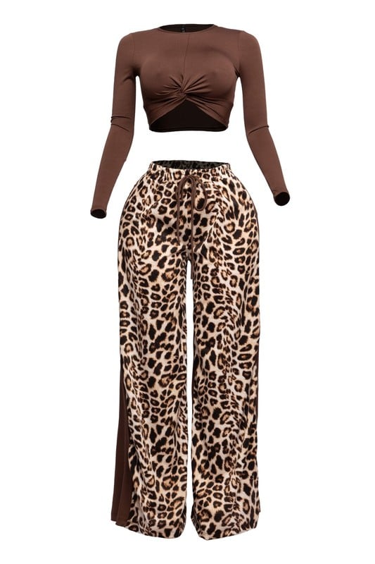 Image of Leopard Pants Set (brown)