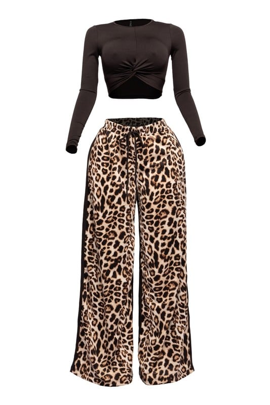 Image of Leopard Pants Set (black)