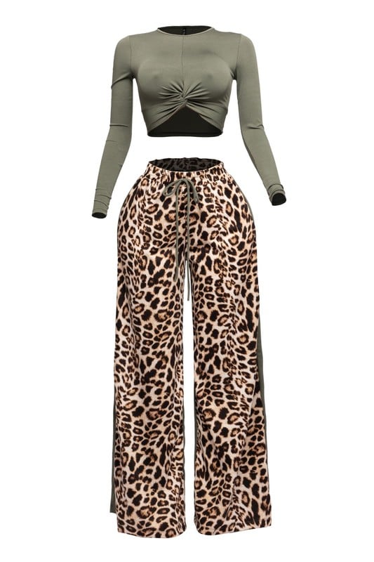 Image of Leopard Pants Set (green) 