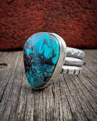 Image 1 of WL&A Handmade Ingot Smoky Deep Blue Gem Grade Bisbee Ring - Size 10