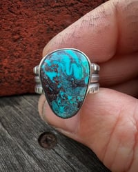 Image 2 of WL&A Handmade Ingot Smoky Deep Blue Gem Grade Bisbee Ring - Size 10