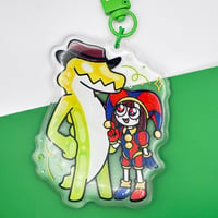 Image 1 of Pomni & Gumigoo Glitter Epoxy Charm 3" Keychain - Amazing Digital Circus