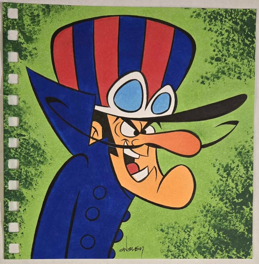 Image of HANNA-BARBERA's DICK DASTARDLY 6x6 SKETCHBOOK ORIGINAL ART! WACKY RACES!