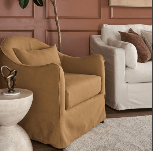 Image of Nutmeg Slip Covered Armchair 