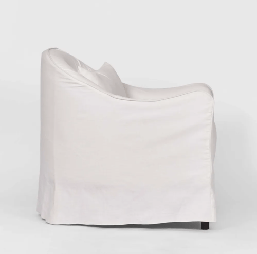 Image of White Linen Slip Covered Armchair 