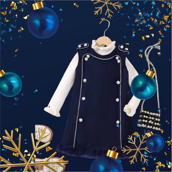 Image of Navy Holiday Dress