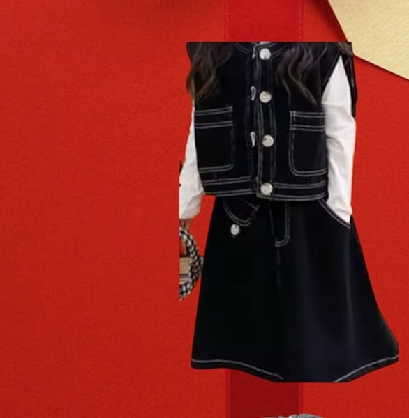 Image of Black Denim 2pc 