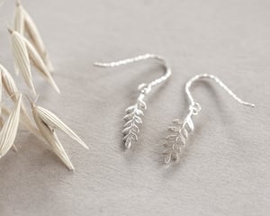 Image of Silver Fern Leaf hook earrings