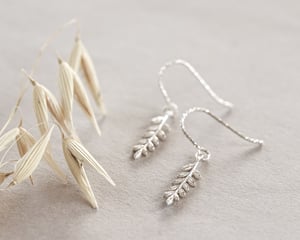 Image of Silver Fern Leaf hook earrings