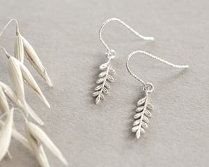 Image of Silver Fern Leaf hook earrings