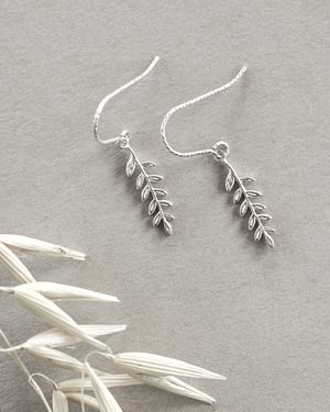 Image of Silver Fern Leaf hook earrings