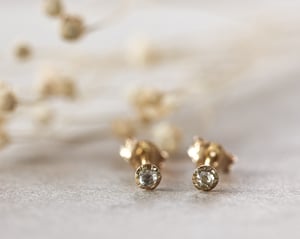 Image of 18ct Gold, 2mm Rose-Cut Diamond Stud Earrings