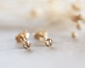 Image of 18ct Gold, 2mm Rose-Cut Diamond Stud Earrings