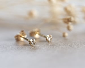 Image of 18ct Gold, 2mm Rose-Cut Diamond Stud Earrings