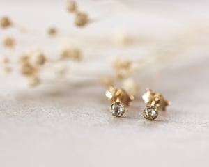 Image of 18ct Gold, 2mm Rose-Cut Diamond Stud Earrings