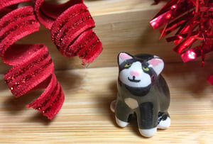 Image of Tiny Pottery Tuxedo Cat - No. 1